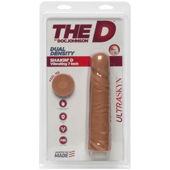 The D By Doc Johnson – Shakin D Vibrating Ultraskyn Dildo (7-inch Caramel)
