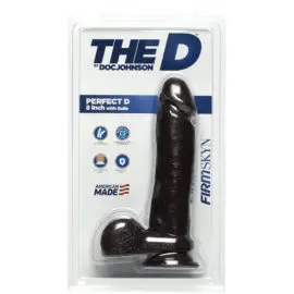 The D By Doc Johnson – Perfect D With Balls Firmskyn Dildo (8-inch Chocolate)