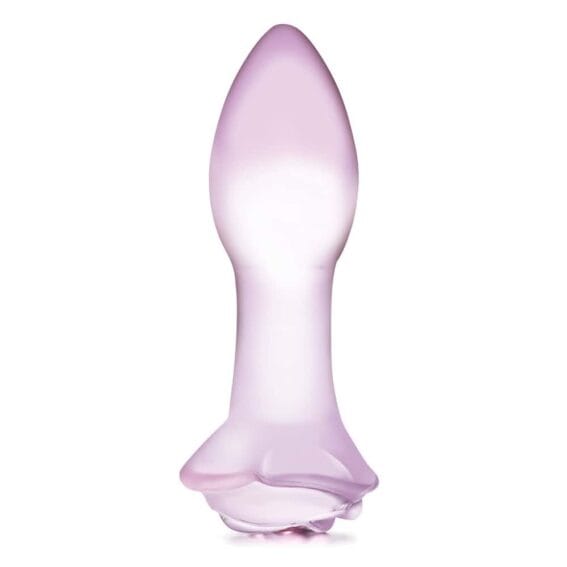 Gläs 5-inch Glass Butt Plug - Pink Rosebud