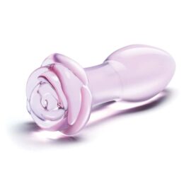 Gläs 5-inch Glass Butt Plug - Pink Rosebud