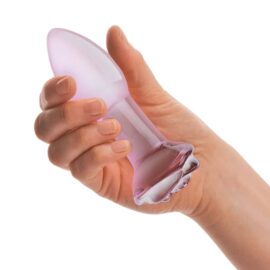 Gläs 5-inch Glass Butt Plug - Pink Rosebud