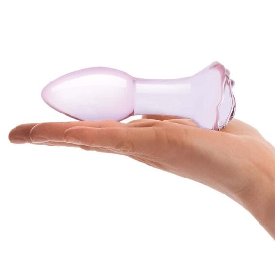 Gläs 5-inch Glass Butt Plug - Pink Rosebud