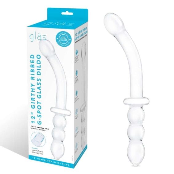Gläs 12-inch Glass Dildo: Xl Girthy Ribbed G-spot