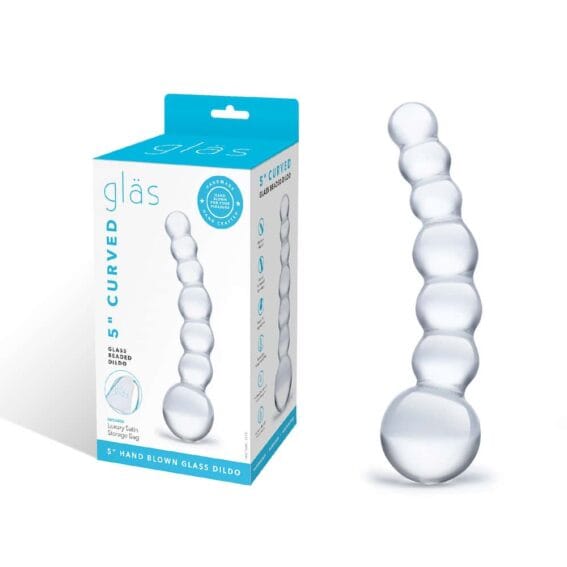 Gläs 5-inch Glass Dildo - Curve Bead Graduated