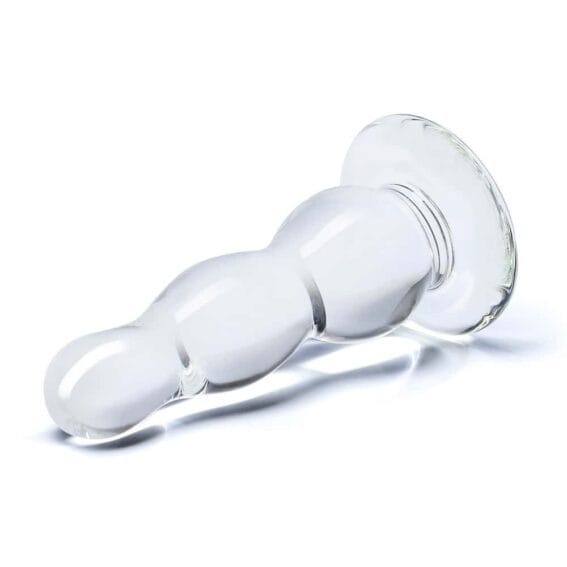 Gläs 4-inch Glass Butt Plug - 3-bead Graduated