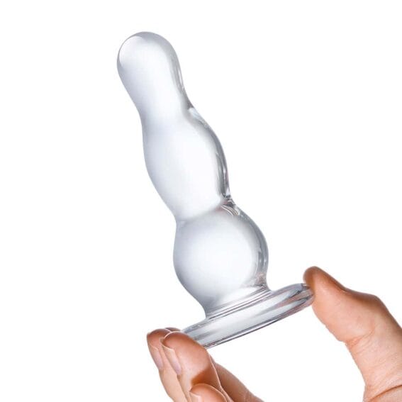 Gläs 4-inch Glass Butt Plug - 3-bead Graduated