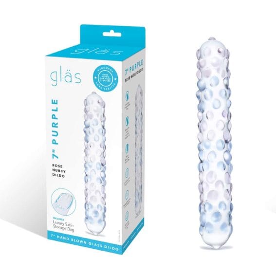 Gläs 7-inch Glass Dildo - Purple Rose Stimulator