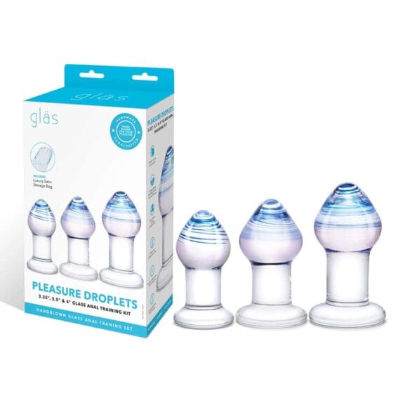 Gläs 3x Glass Butt Plugs - Droplets Anal Training Set