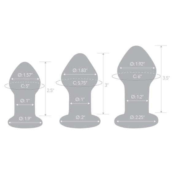 Gläs 3x Glass Butt Plugs - Droplets Anal Training Set
