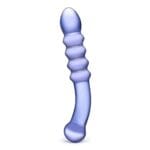 Gläs 9-inch Glass Dildo - Purple Rain Ribbed