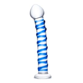 Gläs 7.5-inch Glass Dildo - Blue Spiral Stimulation