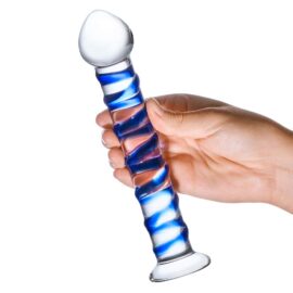Gläs 7.5-inch Glass Dildo - Blue Spiral Stimulation