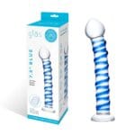 Gläs 7.5-inch Glass Dildo - Blue Spiral Stimulation