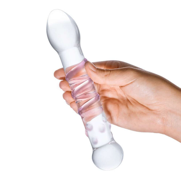 Gläs 7-inch Glass Dildo - Pink Spiral Full Tip