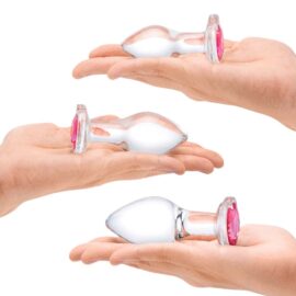 Gläs 3x Glass Butt Plugs - Heart Jewel Anal Training Set