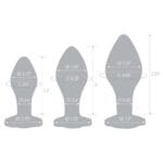 Gläs 3x Glass Butt Plugs - Heart Jewel Anal Training Set