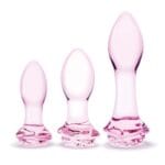 Gläs 3x Glass Butt Plugs - Rosebud Anal Training Set