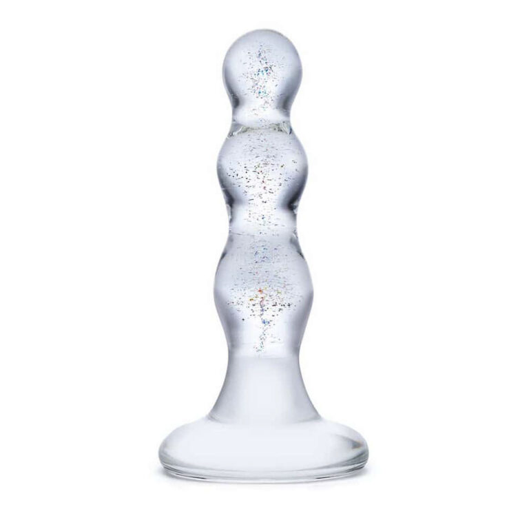 Gläs 4-inch Glass Butt Plug - Beaded Triple Play Gläs 4-inch Glass Butt Plug - Beaded Triple Play