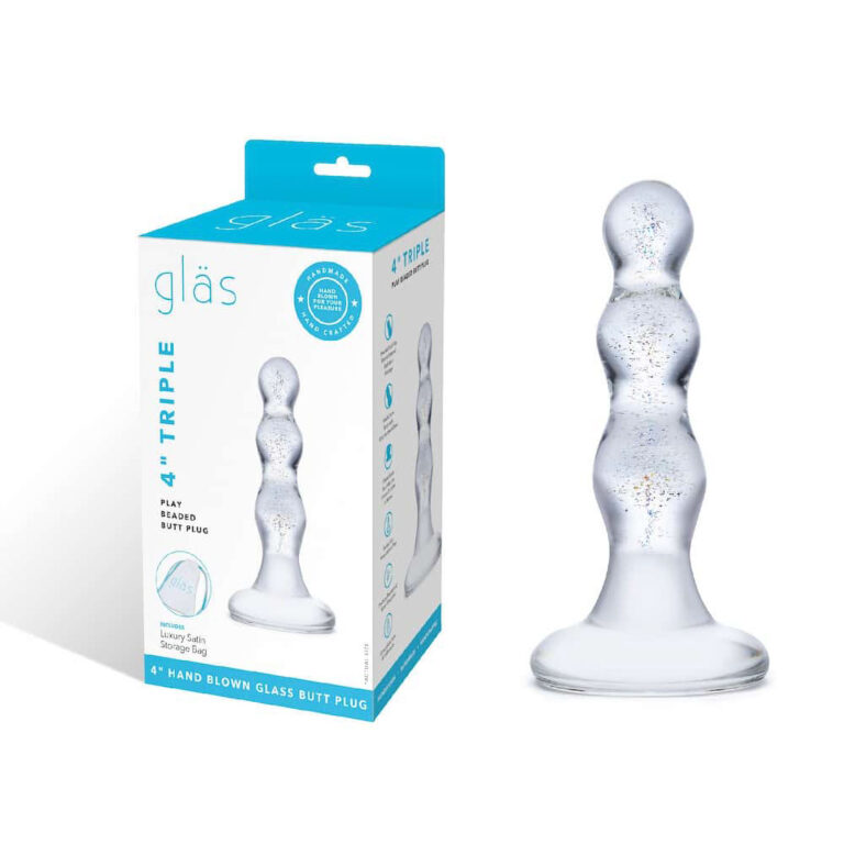 Gläs 4-inch Glass Butt Plug - Beaded Triple Play